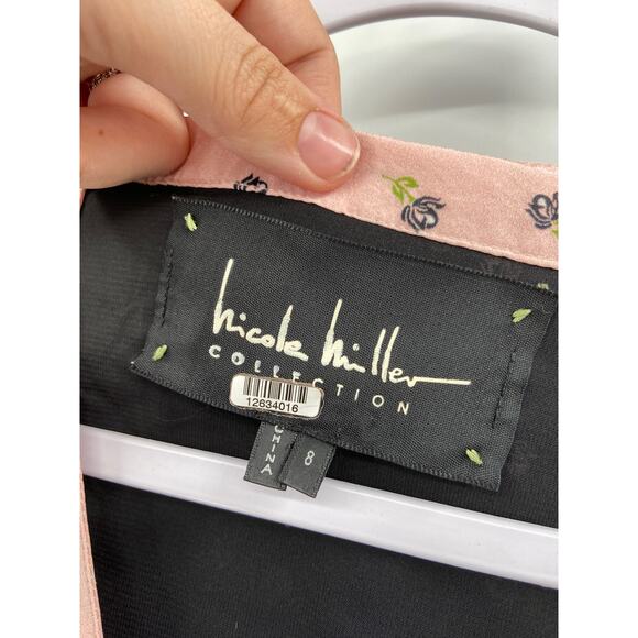 Nicole Miller Tulip Ditzy Floral Long Sleeve Button Down Dress Size 8 - Picture 7 of 8